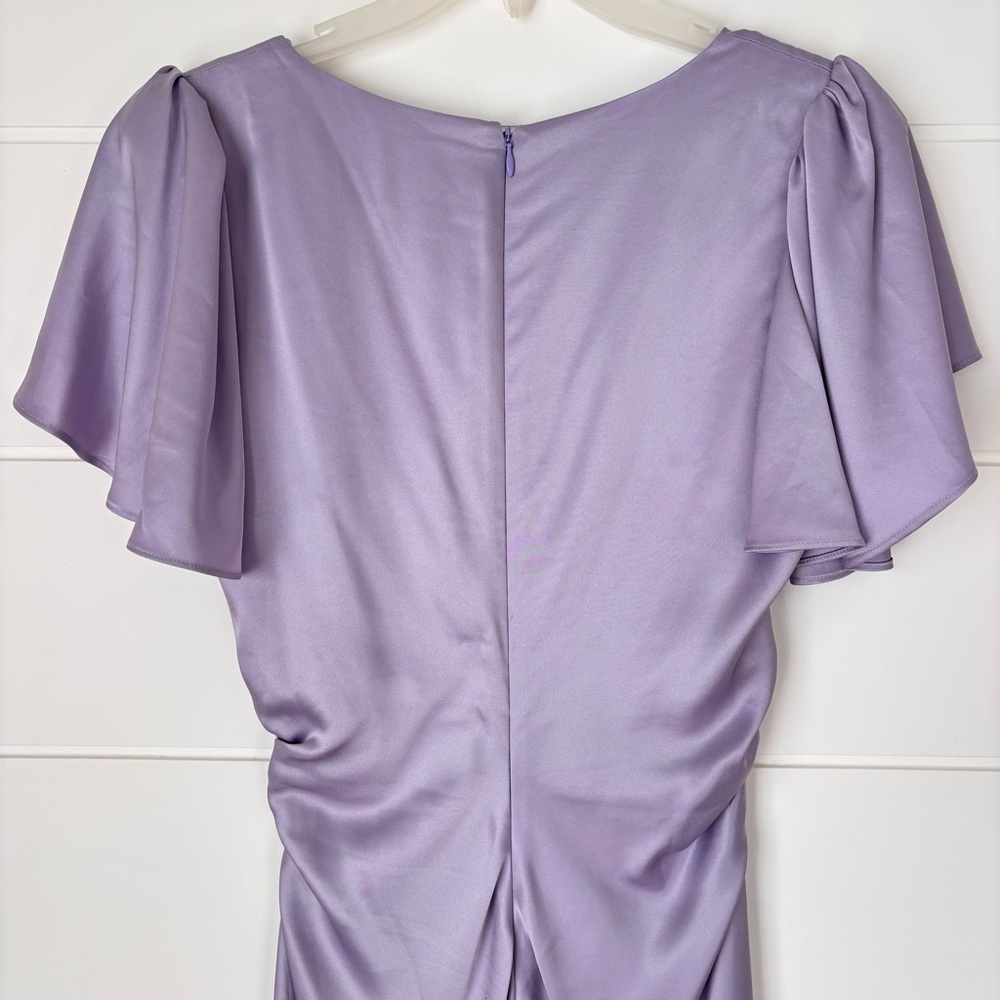 REFORMATION Vida ruffle-sleeve Satin Maxi Dress Lavender Women's Size 6 - Picture 9 of 17